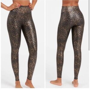 Spanx Leopard Faux Leather Leggings - Small Petite